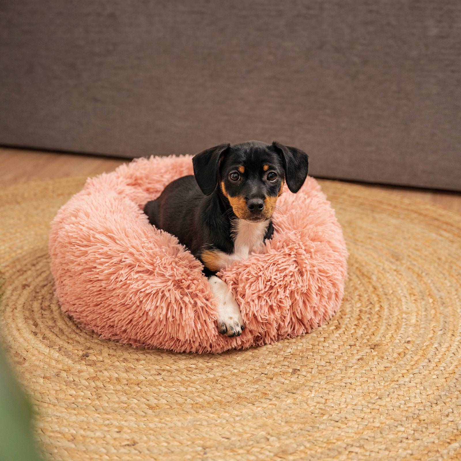 lionto Hundebett aus Plüsch in Donut-Form, 40 cm Durchmesser, rosa