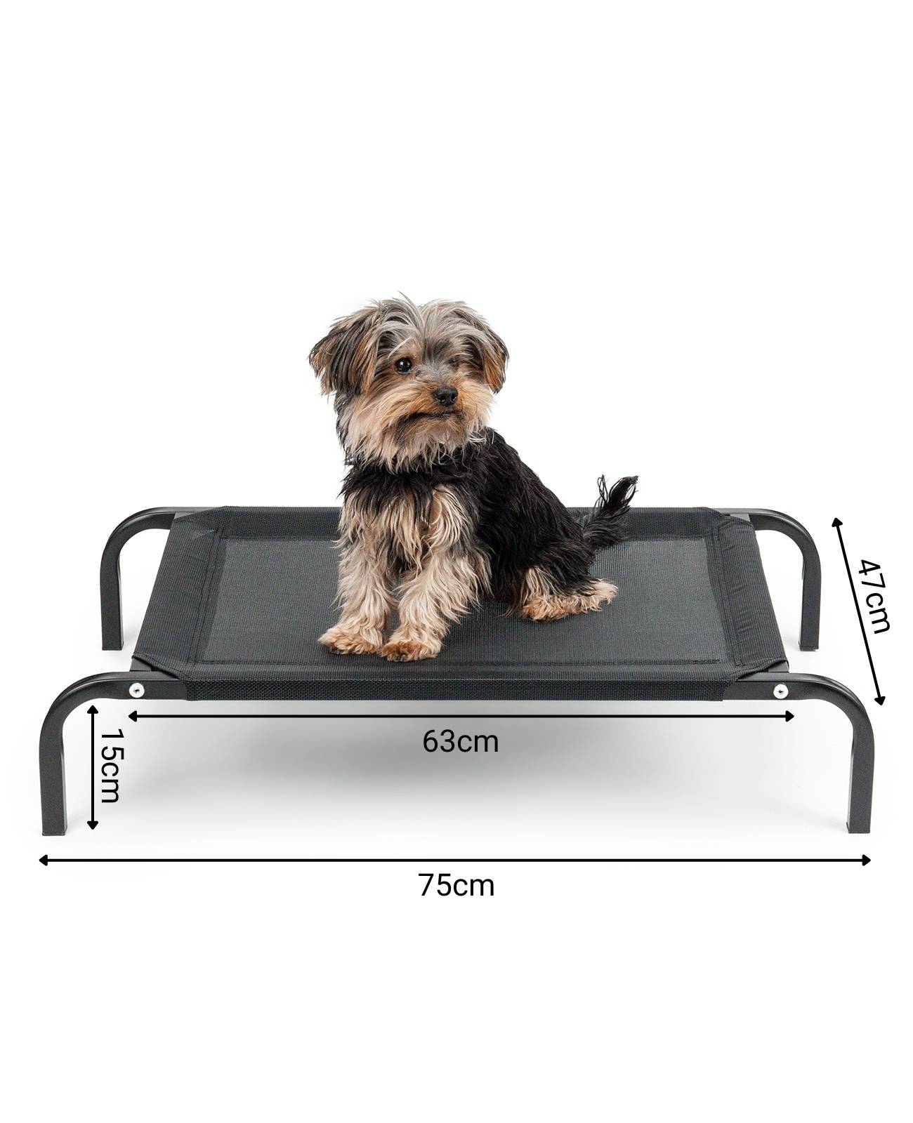 lionto Hundeliege, bequemes Outdoor Hundebett mit Netzgewebe, erhöht, luftig & wetterfest, 75x47 cm, schwarz