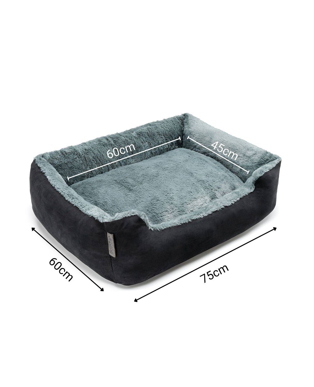 lionto Hundebett, weiches Kuschelbett mit herausnehmbarem Wendekissen & Anti-Rutsch-Boden, 75x60 cm, schwarz/grau