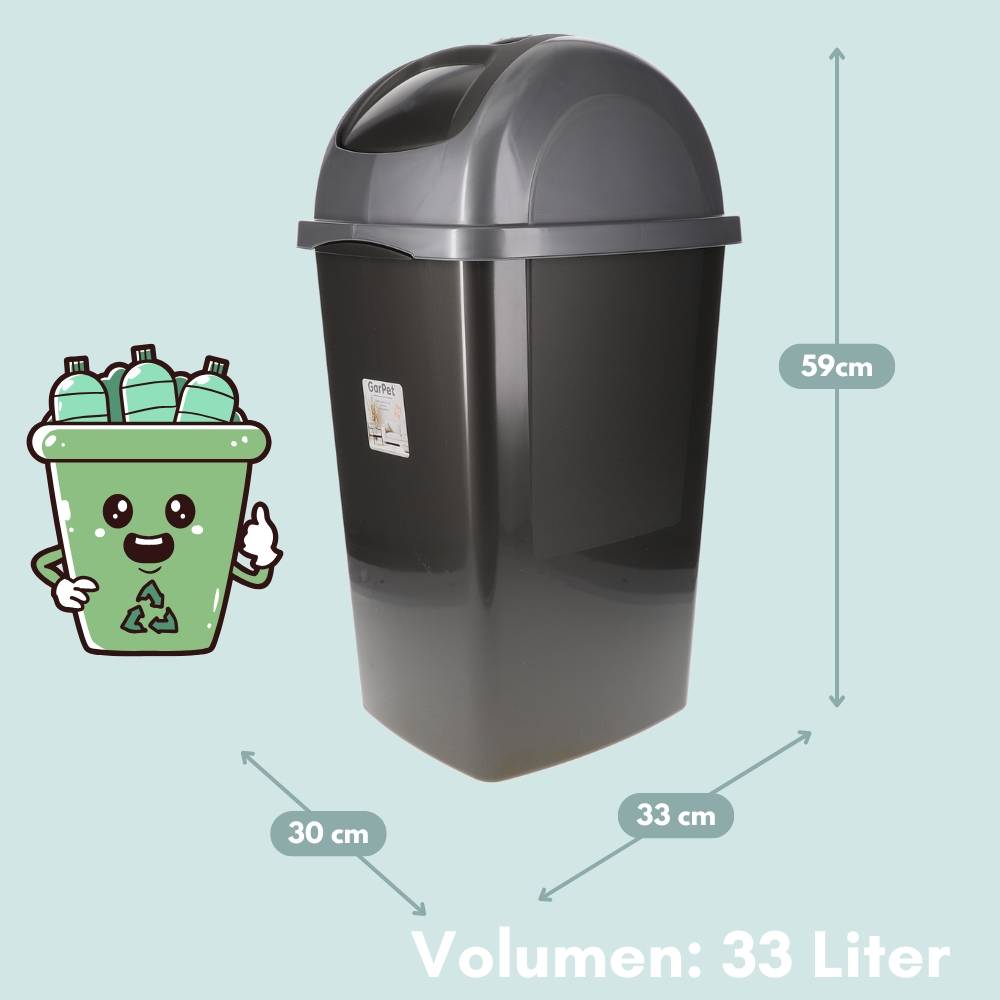 2er Set Mülleimer Schwingdeckel 2 x 33 L Mülleimer Küche Schwingeimer Mülltrenner Abfalleimer Küche mit Deckel Küchenabfalleimer Schwingdeckelei