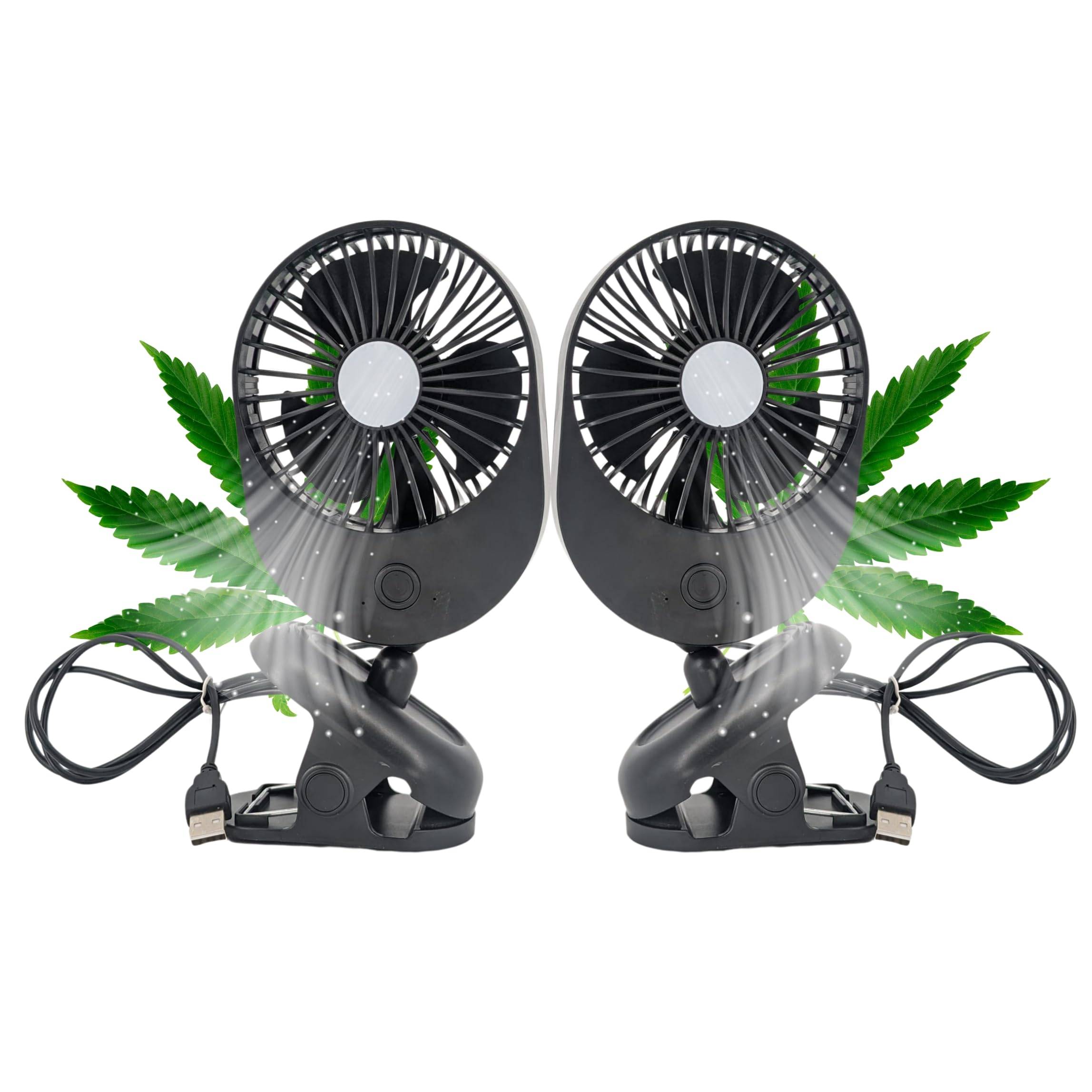 2 Stück USB Mini Grow Ventilator mit Clip Klemme Klemmventilator I Clipventilator für Homebox Growbox Growschrank Secret Jardin GrowPro DiamondBox