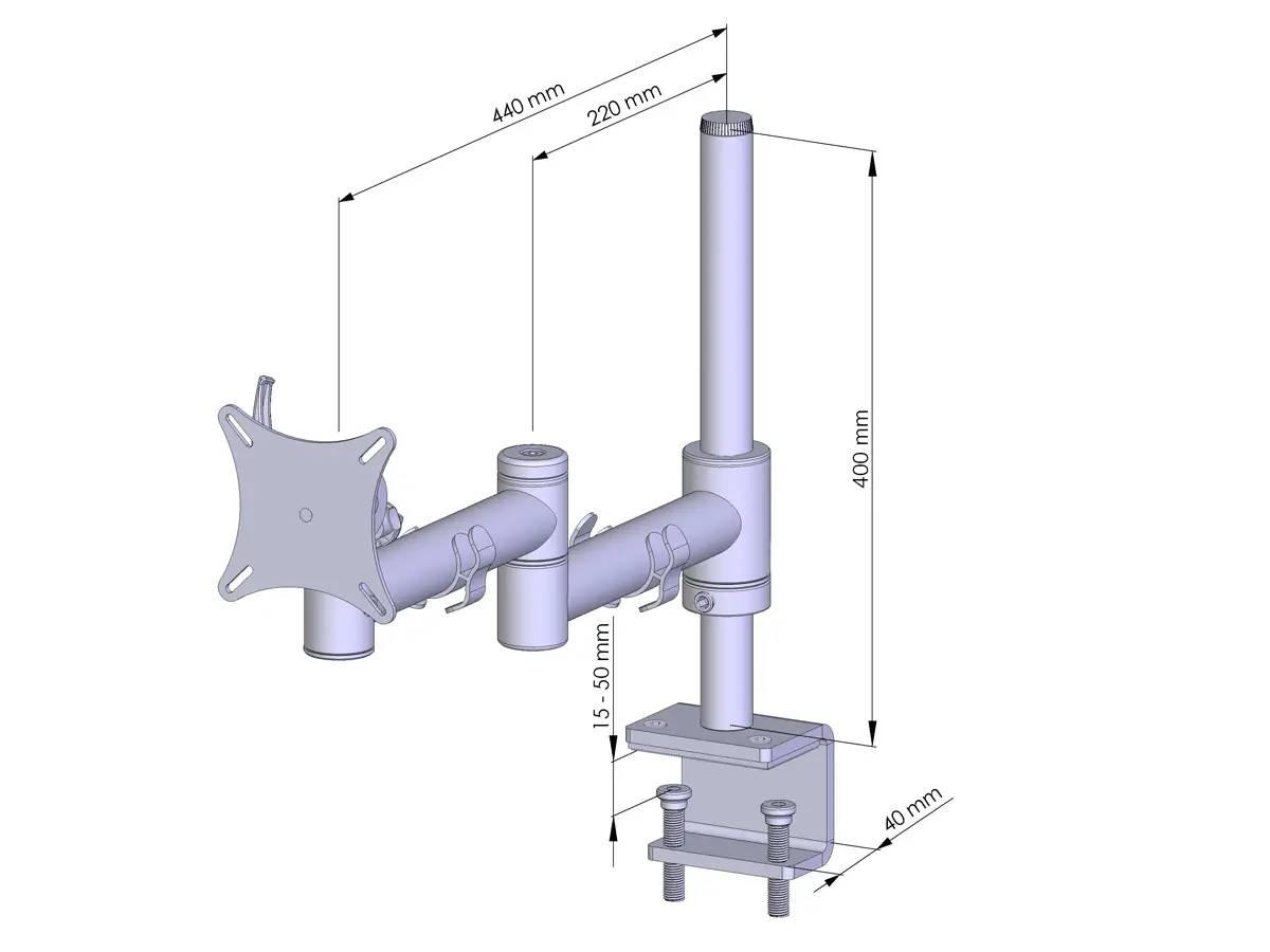 Curved Monitorhalter bis 49" für 1 Bildschirm mit Tischklemme