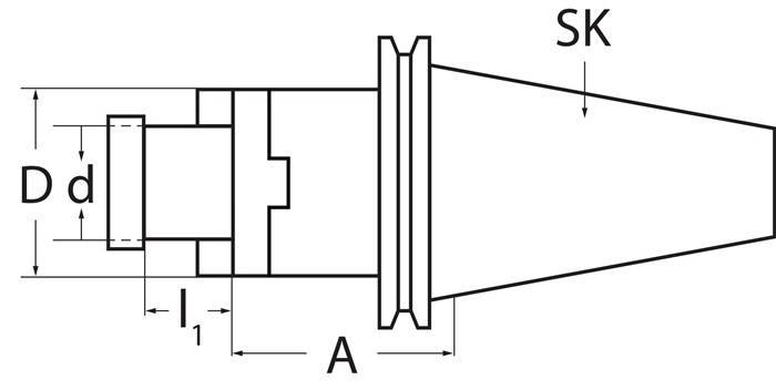 Kombiaufsteckfräsdorn DIN 69871AD/B Spann-D.27mm SK40 A.-L.100mm TECWERK