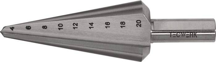 Blechschälbohrer Bohrber.4-20mm HSS-Co Gesamt-L.71mm Z.2 TECWERK