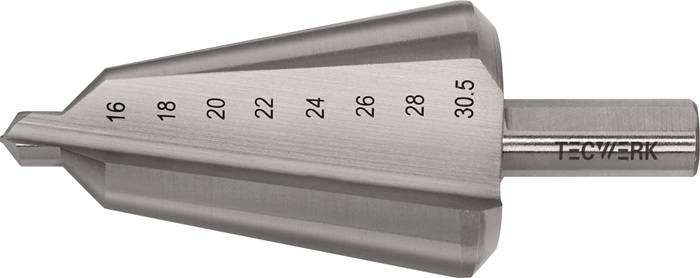 Blechschälbohrer Bohrber.16-30,5mm HSS Gesamt-L.76mm Z.2 TECWERK