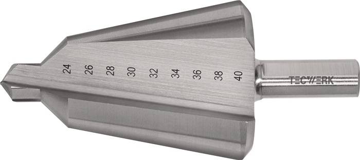 Blechschälbohrer Bohrber.24-40mm HSS Gesamt-L.89mm Z.2 TECWERK
