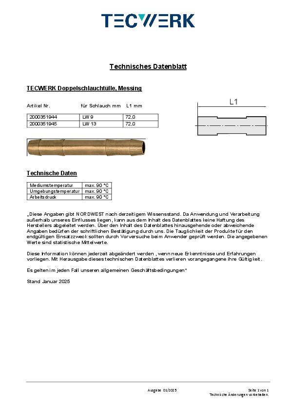 Doppelschlauchtülle MS LW 13 TECWERK