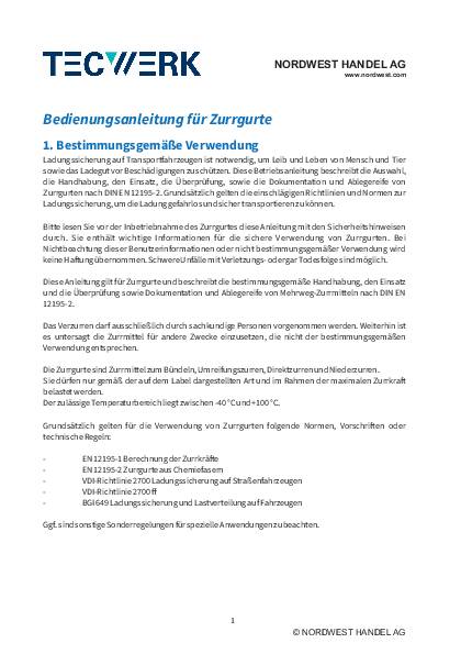 Zurrgurt DIN EN 12195-2 L.8m B.50mm m.Ratsche LC U 5000 daN TECWERK