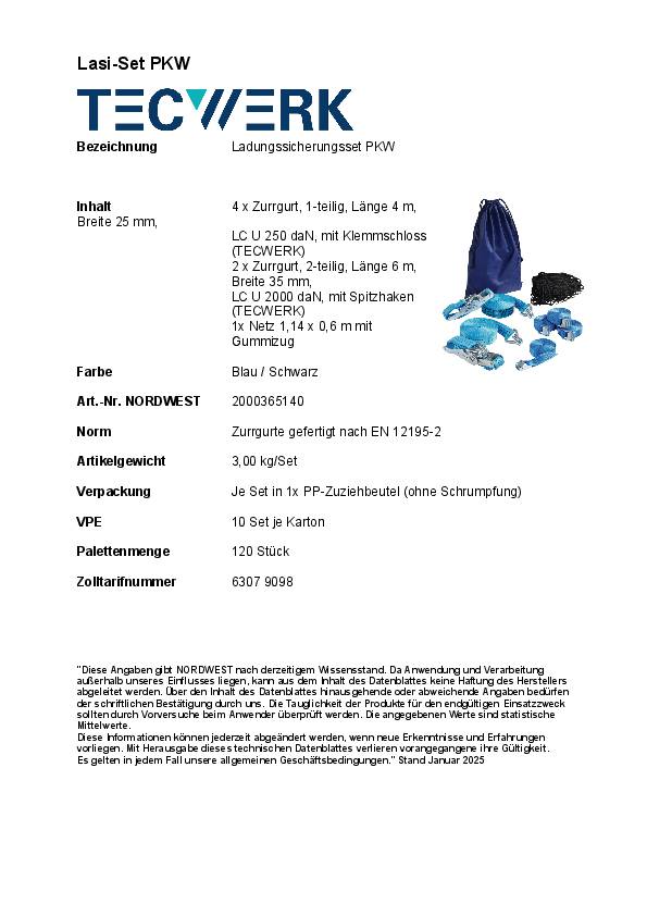 Ladungssicherungsset 7-tlg.Set TECWERK