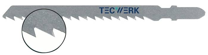 Stichsägeblatt Gesamt-L.100mm Zahnt.4mm S.1,27mm HCS 25 St./Karte TECWERK