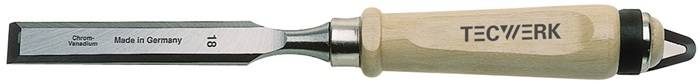 Stechbeitel Schneiden-B.14mm m.Zwinge Weißbuchenh.Ulmer Form CV-Stahl TECWERK