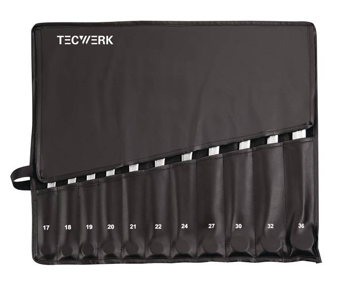 Ringmaulschlüsselsatz 22-tlg.SW 6-36mm Form A CV-Stahl in Rolltasche TECWERK