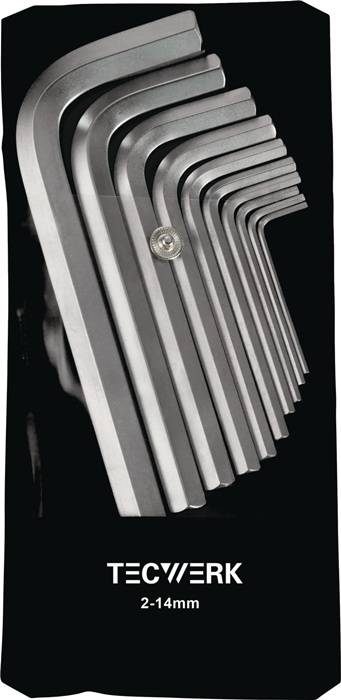 Winkelschraubendrehersatz 10-tlg.Ku.-Tasche SW 2-14mm kurz S2-Stahl TECWERK
