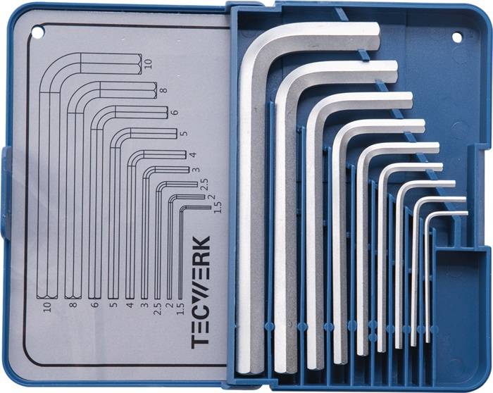 Winkelschraubendrehersatz 9-tlg.Klappkassette SW 1,5-10mm kurz S2-Stahl TECWERK