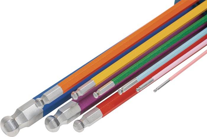 Winkelschraubendrehersatz 9-tlg.Ku.-Halter SW 1,5-10mm lang farbcod.,Kugelk.TW