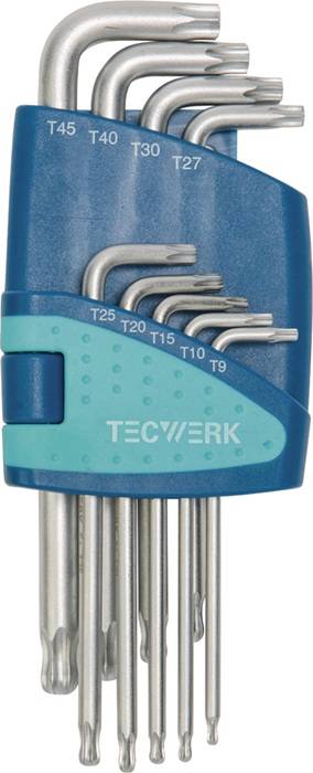 Winkelschraubendrehersatz 9-tlg.T9-T45 m.Kugelk.Ku.-Halter TECWERK