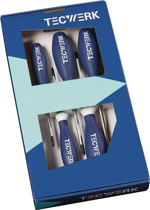 Schraubendrehersatz 6-tlg.Schlitz/PH 3K-Griff Rundkl.TECWERK