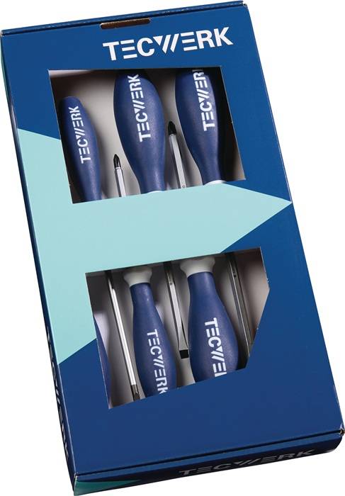 Schraubendrehersatz 6-tlg.Schlitz/PH 3K-Griff 6-Kant-Klinge/Ans.TECWERK