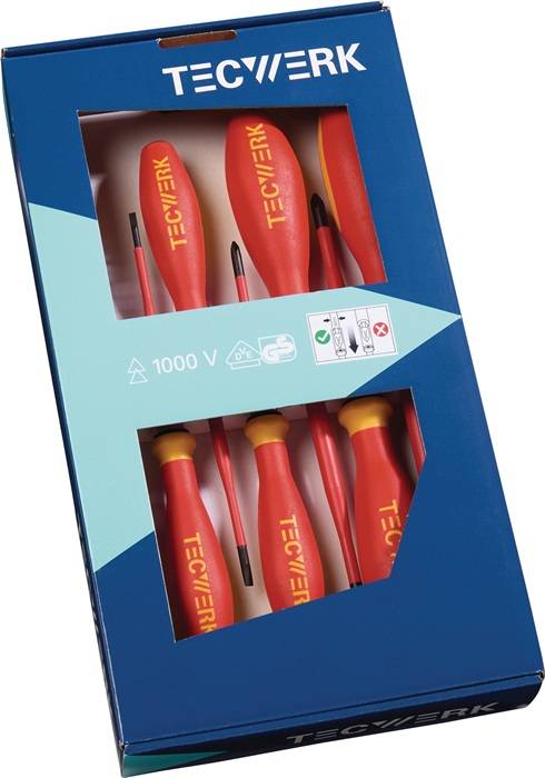 Schraubendrehersatz slim 7-tlg.Schlitz/PH Schneiden/Spitzen phos.VDE TECWERK