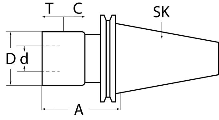 Gewindeschneidfutter DIN 69871A M3-M14 SK40 A.-L.59mm TECWERK