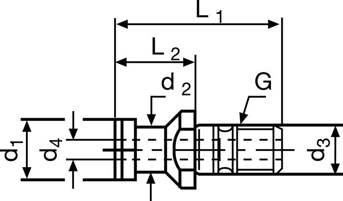Anzugsbolzen ISO 7388-3 Form AD SK50 m.Bohr.TECWERK