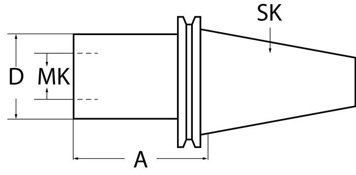Kegelhülse DIN 69871AD MK3 SK40 A.-L.70mm TECWERK