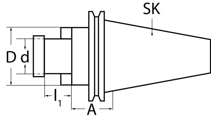 Quernutaufsteckfräsdorn DIN 69871AD/B Spann-D.22mm SK40 A.-L.100mm TECWERK