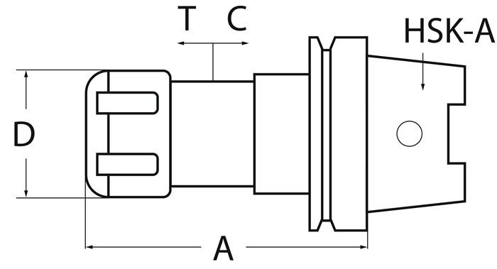 Gewindeschneidfutter Synchron DIN 69893A M3-M12 HSK-A63 A.-L.93mm TECWERK