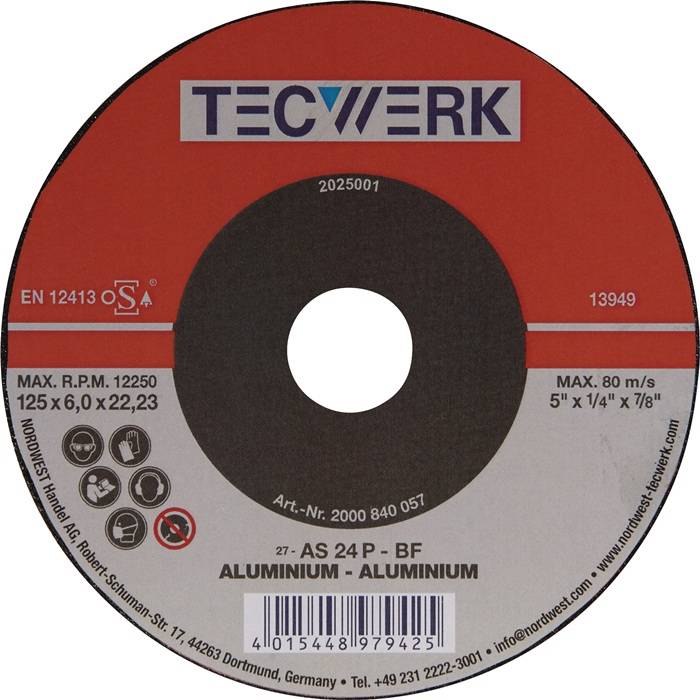 Schruppscheibe D125xS6mm gekr.Alu.Bohr.22,23mm TECWERK