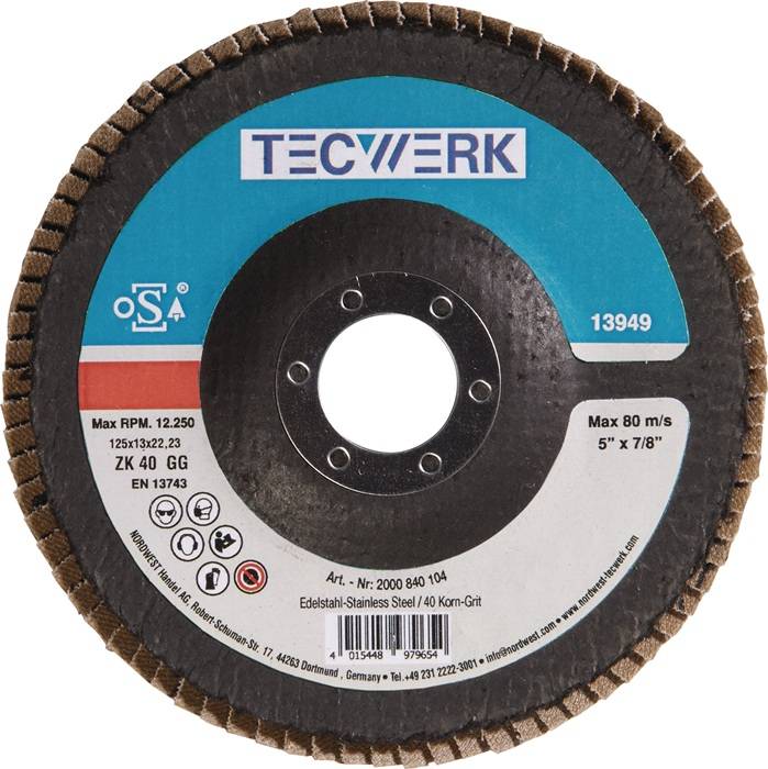 Fächerscheibe Kehlnaht D.125mm K.40 kon.INOX ZK TECWERK