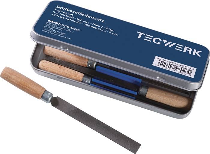 Schlüsselfeilensatz DIN 7283 A-F L.100mm Hieb 2 TECWERK