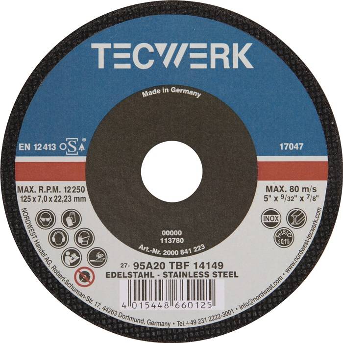 Schruppscheibe D125xS7mm gekr.Bohr.22,23mm TECWERK