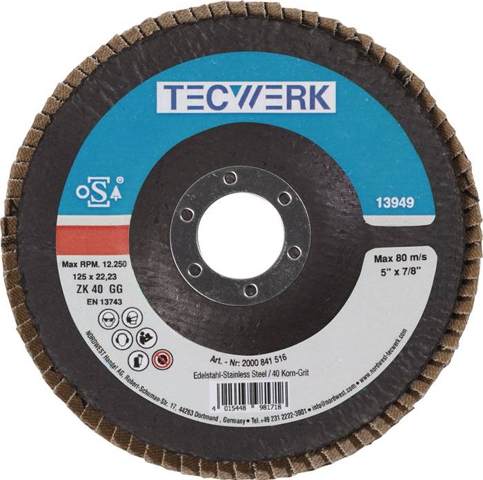 Fächerscheibe D.125mm K.80 fl.INOX ZK TECWERK