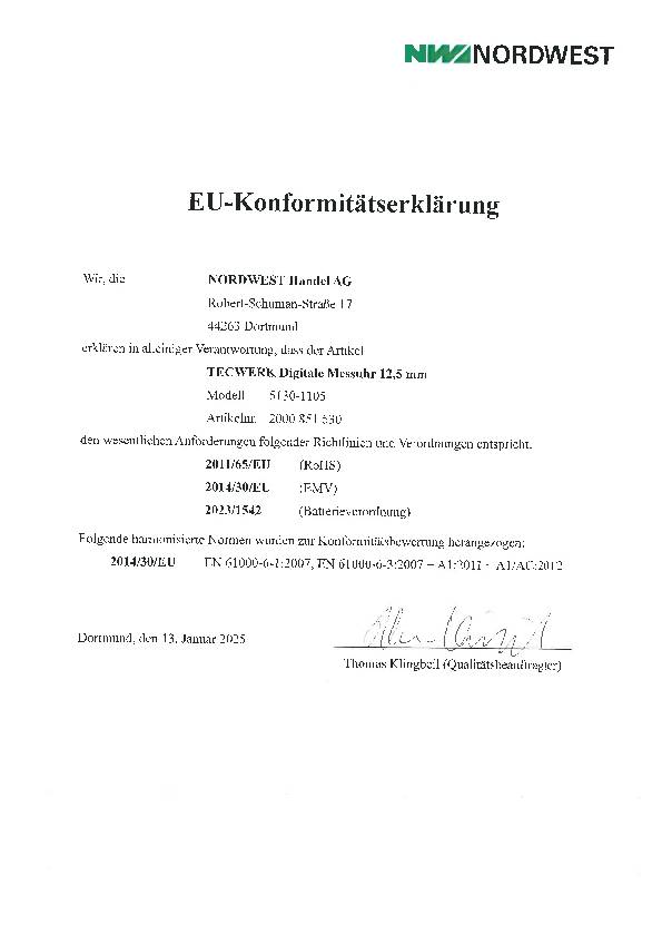 Messuhr 12,5mm Abl.mm 0,01 dig.TECWERK