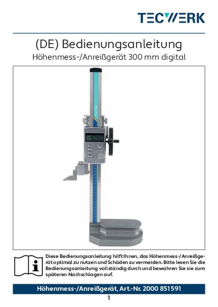 Höhenmess- u.Anreißgerät 300mm dig.0,01 mm,0,0005 inch TECWERK