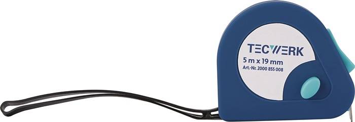 Taschenrollbandmaß L.5m B.19mm mm/cm EG II Ku.Automatic TECWERK