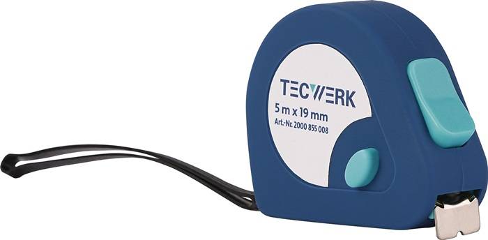 Taschenrollbandmaß L.5m B.19mm mm/cm EG II Ku.Automatic TECWERK