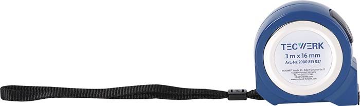 Taschenrollbandmaß L.3m B.16mm mm/cm EG II ABS Selbstarretierung TECWERK