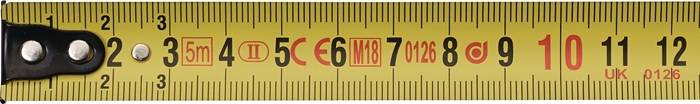 Taschenrollbandmaß L.5m B.19mm mm/cm EG II Ku.CR TECWERK 2000855041
