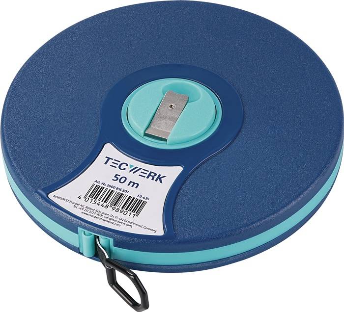 Kapselbandmaß L.50m Bandbr.13mm 2 mm/cm EG II ABS Nylon-Fiber TECWERK