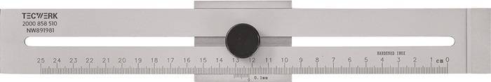 Streichmaß 200mm m.flachem Schieber INOX TECWERK