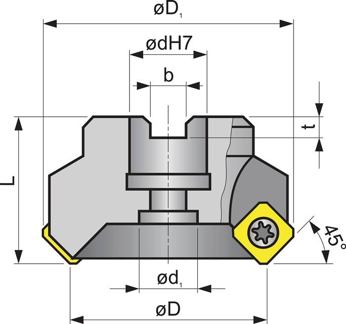 Planfräser D.80mm vern.m.IK Z.5 SE1204 AF TECWERK