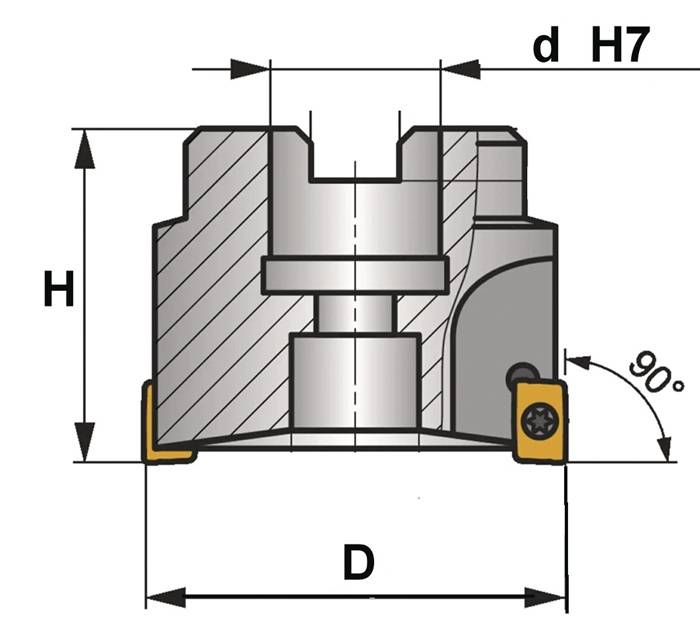 Eckfräser D.63mm vern.m.IK Z.8 APKT-10 TECWERK