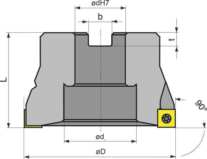 Eckfräser D.40mm vern.m.IK Z.5 SOMT 09T304 TECWERK