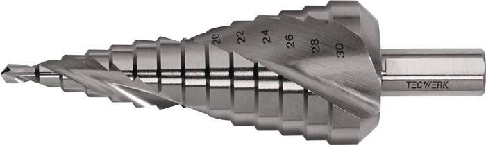 Stufenbohrer Bohrber.4-30mm HSS Spiralnut Z.2 Stufen 14 TECWERK