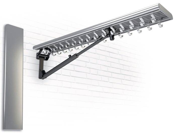 Klappgarderobe Alu.F1 naturf.30 Mantelh.L.1650mm Hakenabstand 100mm