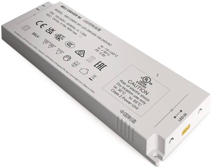 LED Konverter 100-240 V/AC 24V DC L.210mm 90 W weiß glatt L&S