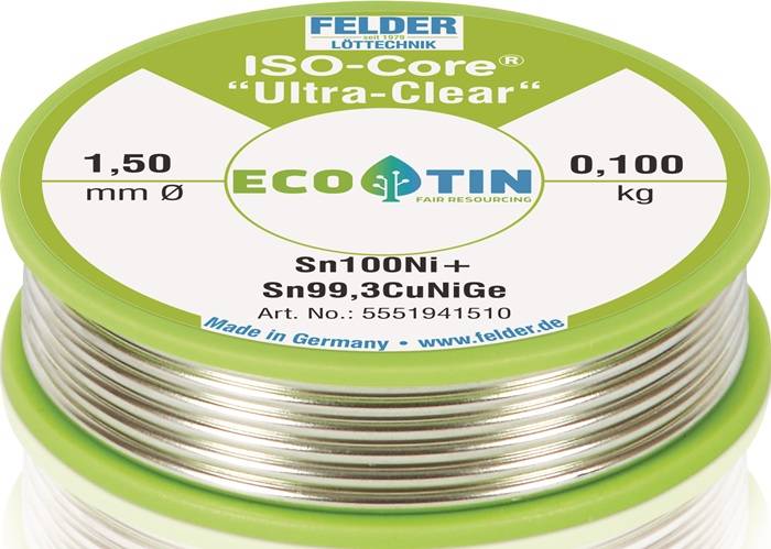 Lötdraht ISO-Core® UltraClear 1,5mm 100g Sn100Ni+ FELDER