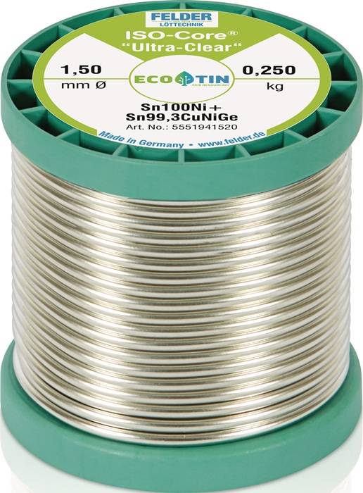 Lötdraht ISO-Core® UltraClear 1,5mm 250g Sn100Ni+ FELDER