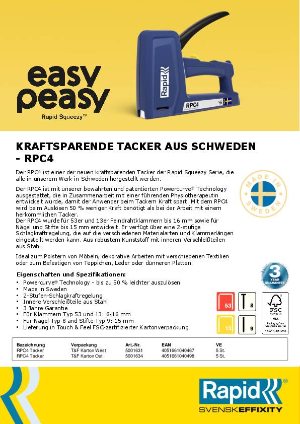 Handtacker RPC4 schlagfester ABS-Ku.RAPID